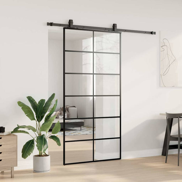 Ușă glisantă cu set de feronerie neagră 102x205 cm Sticlă ESG - WALTI WALTI