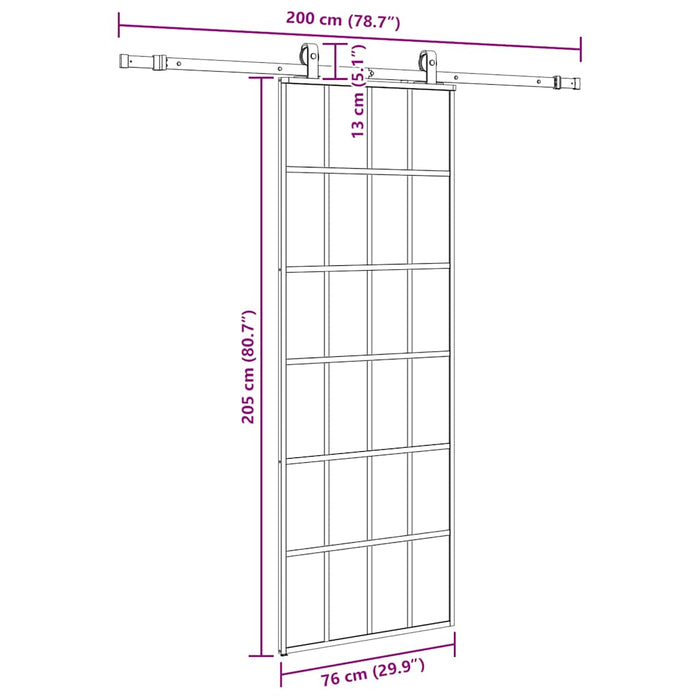 Ușă glisantă cu set de feronerie neagră 76x205 cm Sticlă ESG - WALTI WALTI