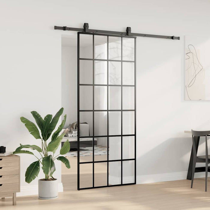 Ușă glisantă cu set de feronerie neagră 90x205 cm Sticlă ESG - WALTI WALTI