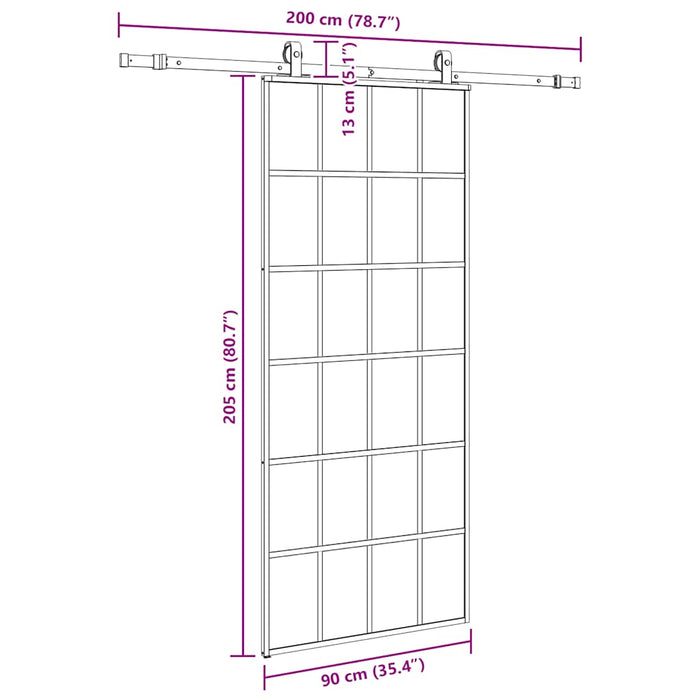 Ușă glisantă cu set de feronerie neagră 90x205 cm Sticlă ESG - WALTI WALTI