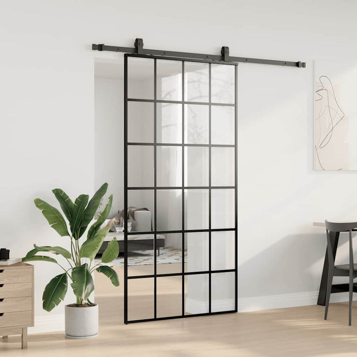 Ușă glisantă cu set de feronerie neagră 102x205 cm Sticlă ESG - WALTI WALTI