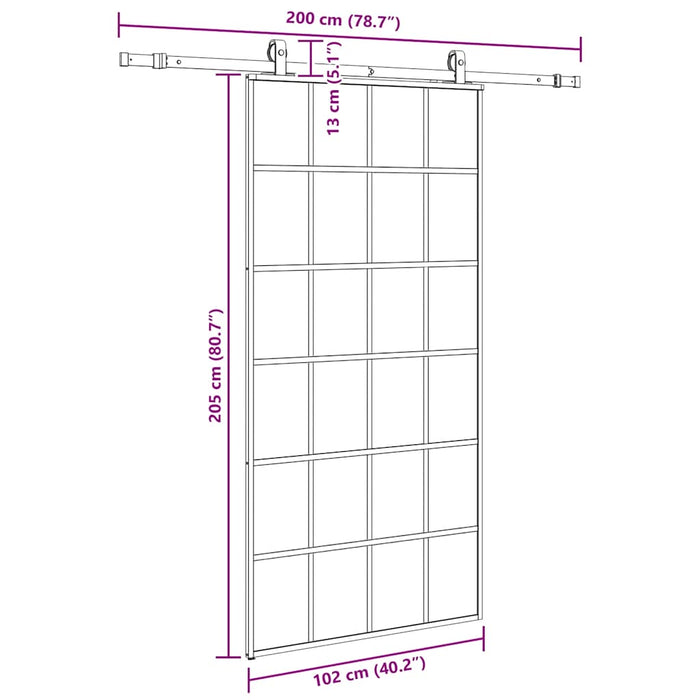 Ușă glisantă cu set de feronerie neagră 102x205 cm Sticlă ESG - WALTI WALTI