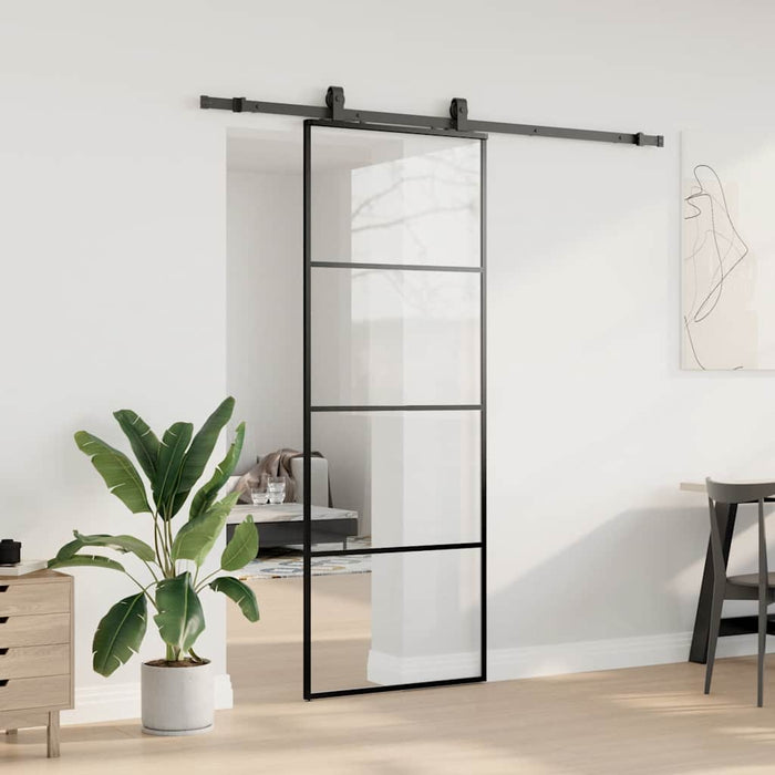 Ușă glisantă cu set de feronerie neagră 76x205 cm Sticlă ESG - WALTI WALTI