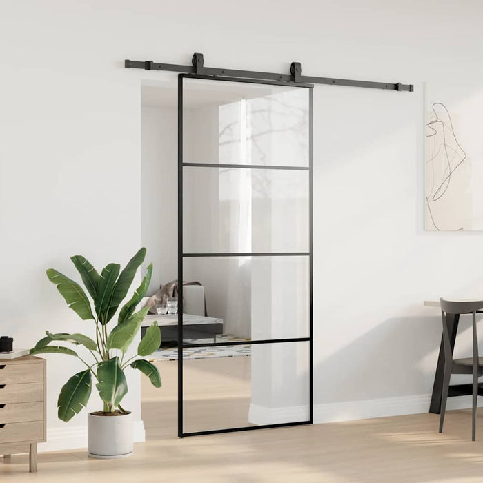Ușă glisantă cu set de feronerie neagră 90x205 cm Sticlă ESG - WALTI WALTI
