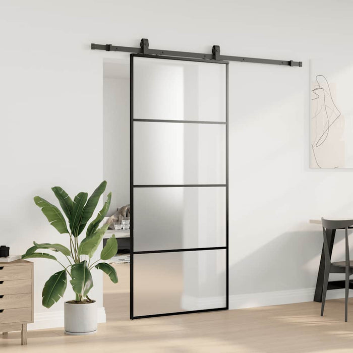Ușă glisantă cu set de feronerie neagră 90x205 cm Sticlă ESG - WALTI WALTI
