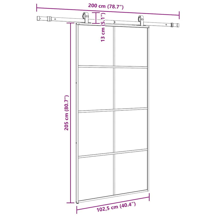 Ușă glisantă cu set de feronerie neagră 102,5x205 cm Sticlă ESG - WALTI WALTI