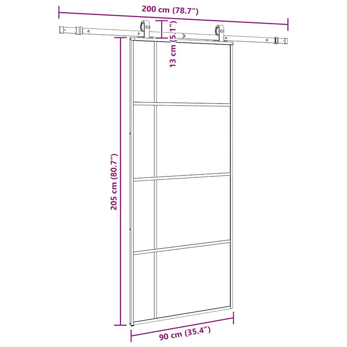 Ușă glisantă cu set de feronerie neagră 90x205 cm Sticlă ESG - WALTI WALTI