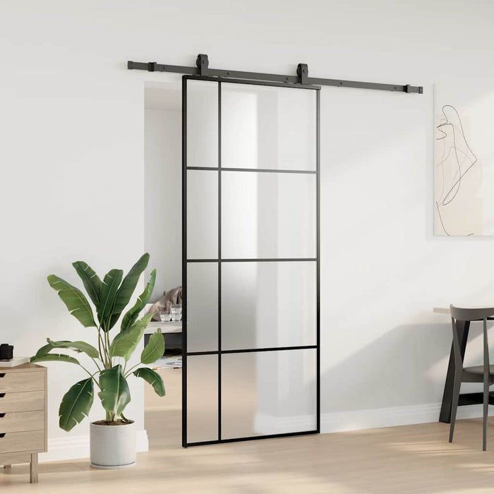 Ușă glisantă cu set de feronerie neagră 90x205 cm Sticlă ESG - WALTI WALTI