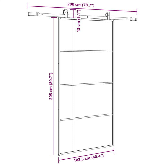 Ușă glisantă cu set de feronerie neagră 102,5x205 cm Sticlă ESG - WALTI WALTI
