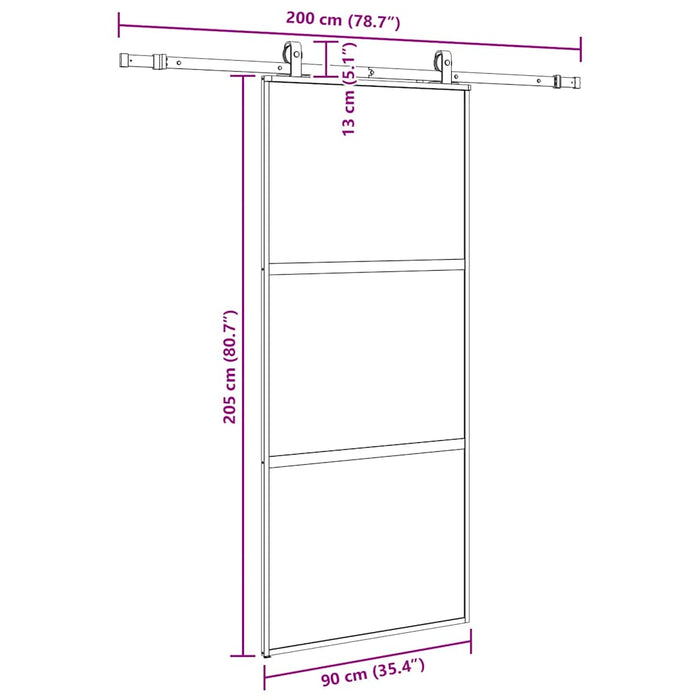 Ușă glisantă cu set feronerie neagră 90x205cm sticlă securizată - WALTI WALTI