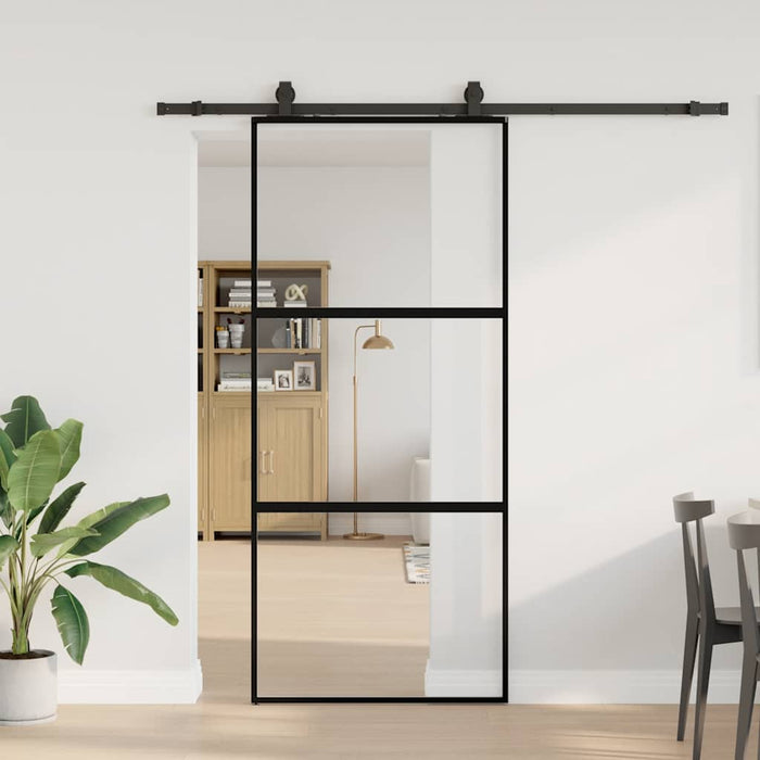 Ușă glisantă cu set feronerie neagră 90x205cm sticlă securizată - WALTI WALTI