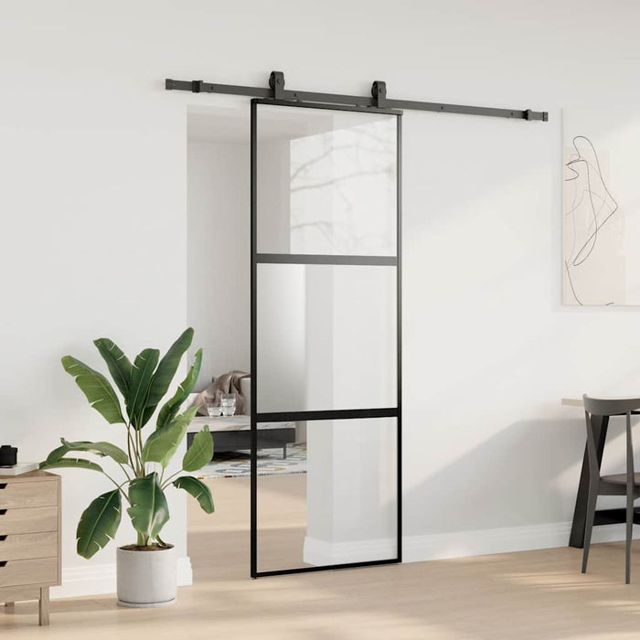 Ușă glisantă cu set feronerie neagră 76x205cm sticlă securizată - WALTI WALTI