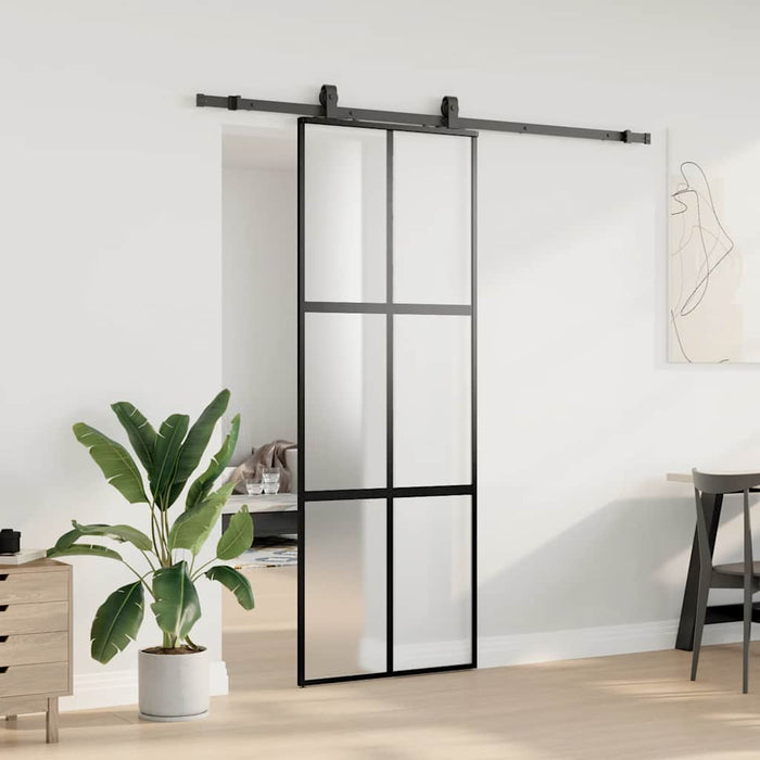 Ușă glisantă cu set feronerie neagră 76x205cm sticlă securizată - WALTI WALTI