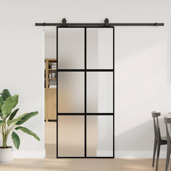 Ușă glisantă cu set feronerie neagră 90x205cm sticlă securizată - WALTI WALTI