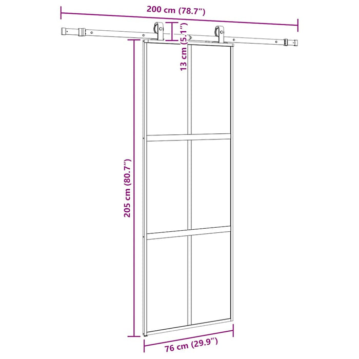 Ușă glisantă cu set feronerie neagră 76x205cm sticlă securizată - WALTI WALTI