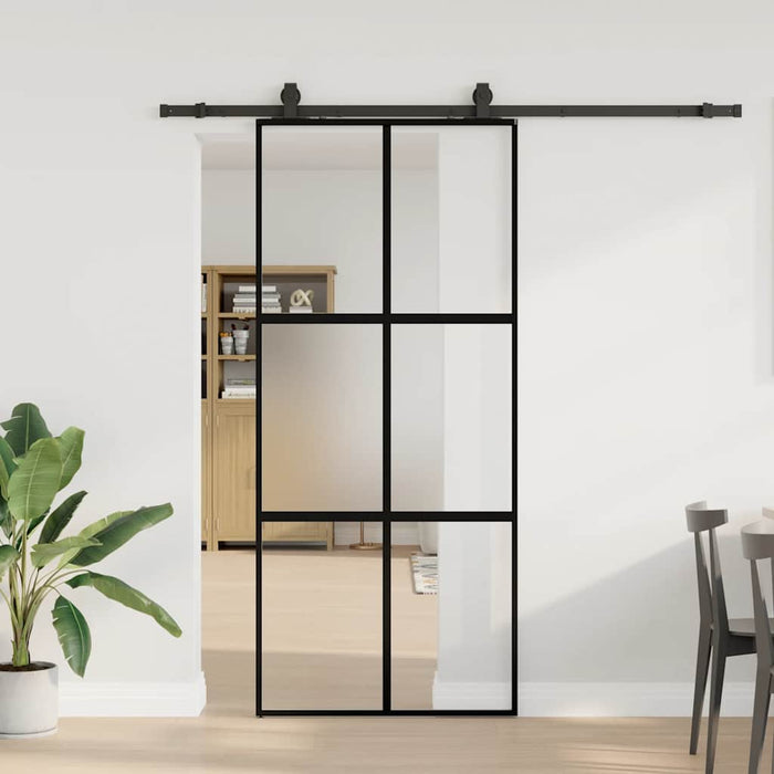 Ușă glisantă cu set feronerie neagră 90x205cm sticlă securizată - WALTI WALTI