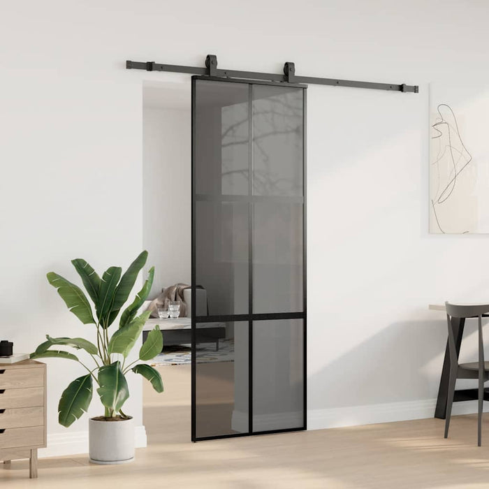 Ușă glisantă cu set feronerie neagră 76x205cm sticlă securizată - WALTI WALTI