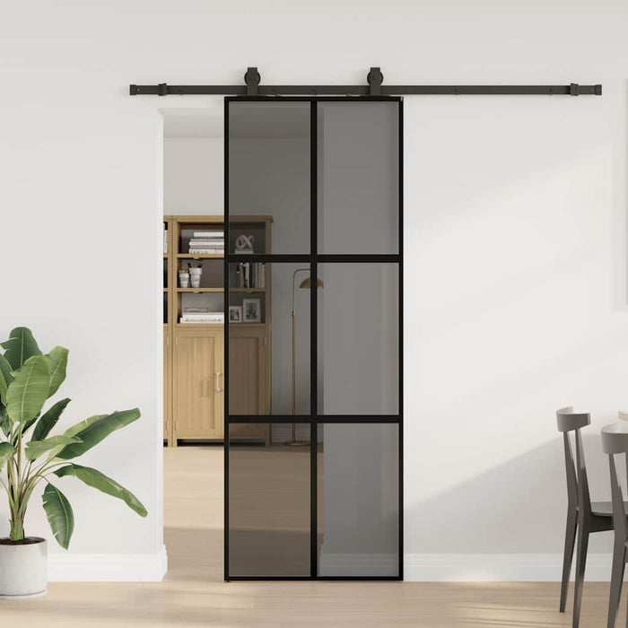Ușă glisantă cu set feronerie neagră 76x205cm sticlă securizată - WALTI WALTI