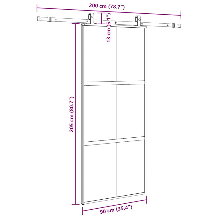Ușă glisantă cu set feronerie neagră 90x205cm sticlă securizată - WALTI WALTI