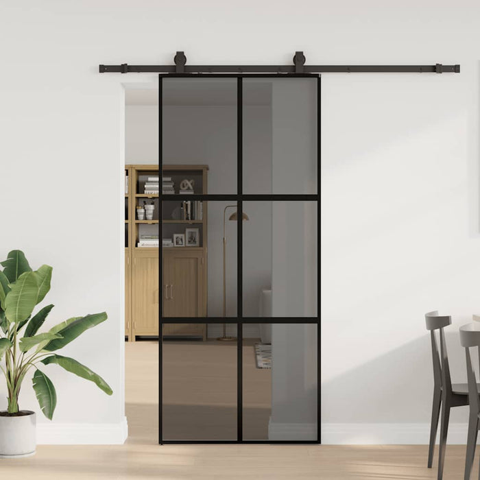 Ușă glisantă cu set feronerie neagră 90x205cm sticlă securizată - WALTI WALTI