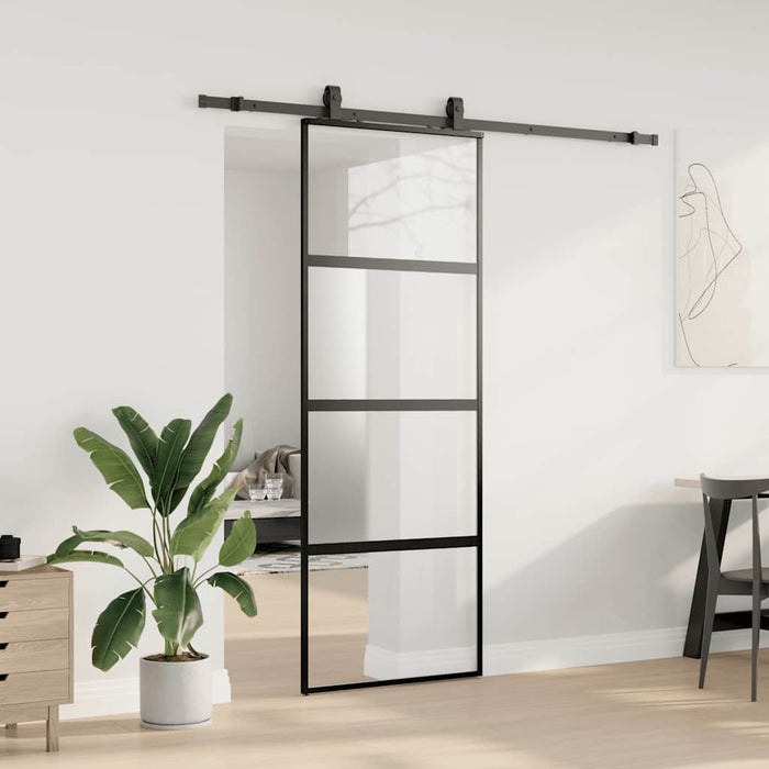 Ușă glisantă cu set feronerie neagră 76x205cm sticlă securizată - WALTI WALTI