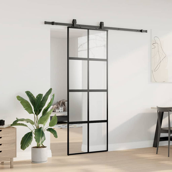 Ușă glisantă cu set feronerie neagră 76x205cm sticlă securizată - WALTI WALTI