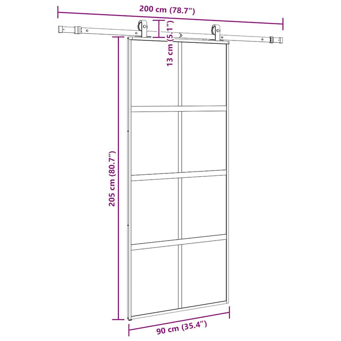 Ușă glisantă cu set feronerie neagră 90x205cm sticlă securizată - WALTI WALTI