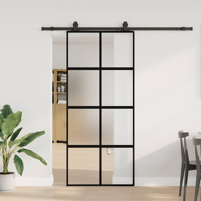 Ușă glisantă cu set feronerie neagră 90x205cm sticlă securizată - WALTI WALTI