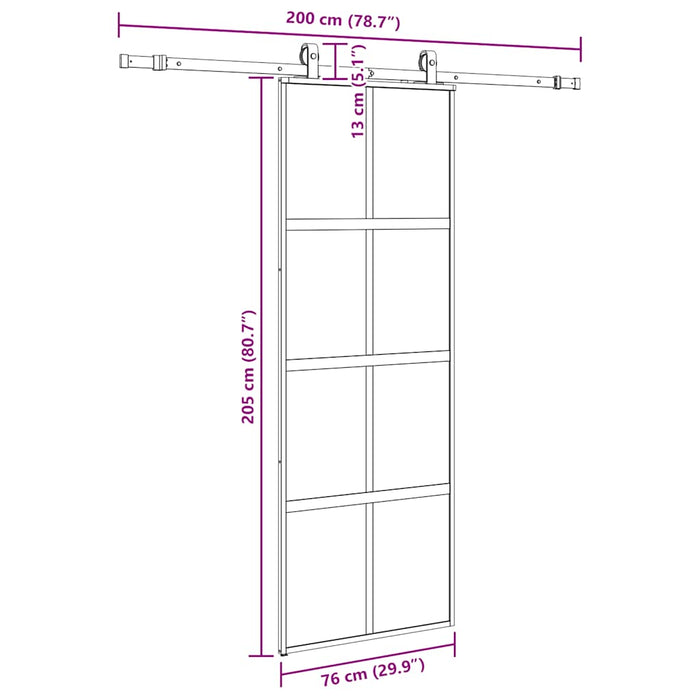 Ușă glisantă cu set feronerie neagră 76x205cm sticlă securizată - WALTI WALTI