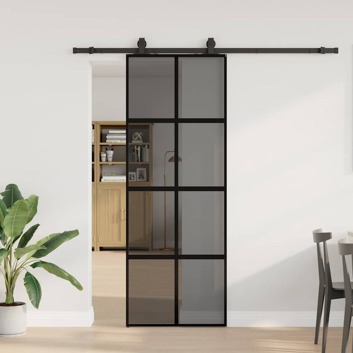 Ușă glisantă cu set feronerie neagră 76x205cm sticlă securizată - WALTI WALTI
