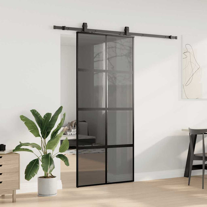 Ușă glisantă cu set feronerie neagră 90x205cm sticlă securizată - WALTI WALTI