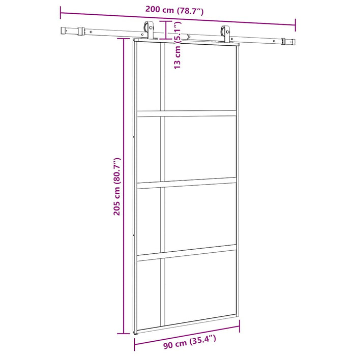 Ușă glisantă cu set feronerie neagră 90x205cm sticlă securizată - WALTI WALTI
