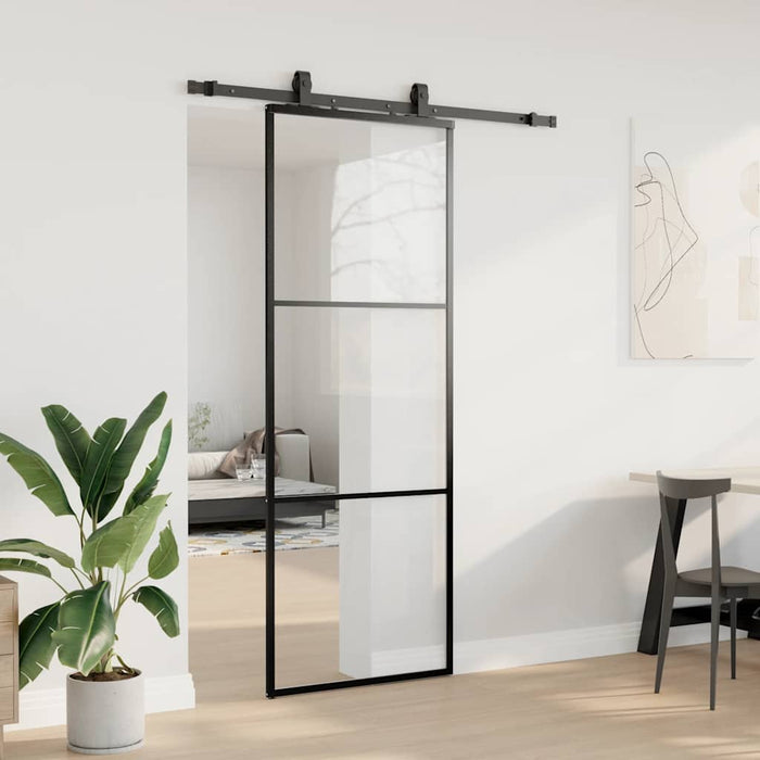 Ușă glisantă cu set de feronerie neagră 76x205 cm Sticlă ESG - WALTI WALTI