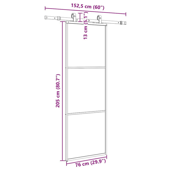 Ușă glisantă cu set de feronerie neagră 76x205 cm Sticlă ESG - WALTI WALTI