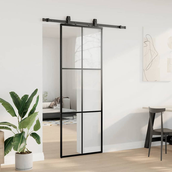 Ușă glisantă cu set de feronerie neagră 76x205 cm Sticlă ESG - WALTI WALTI