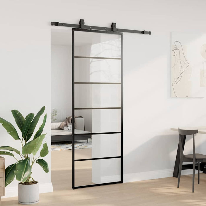 Ușă glisantă cu set de feronerie neagră 76x205 cm Sticlă ESG - WALTI WALTI