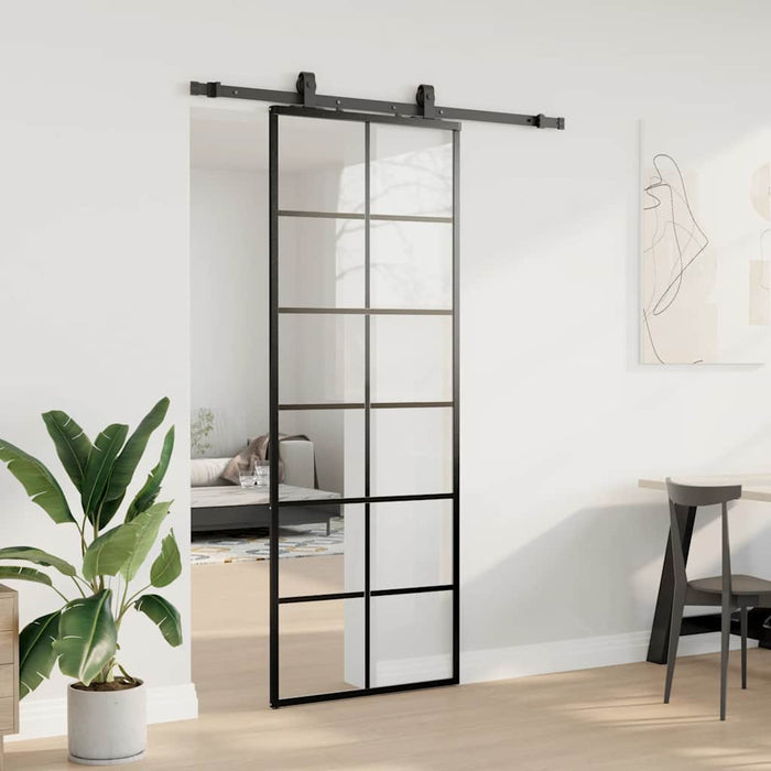 Ușă glisantă cu set de feronerie neagră 76x205 cm Sticlă ESG - WALTI WALTI