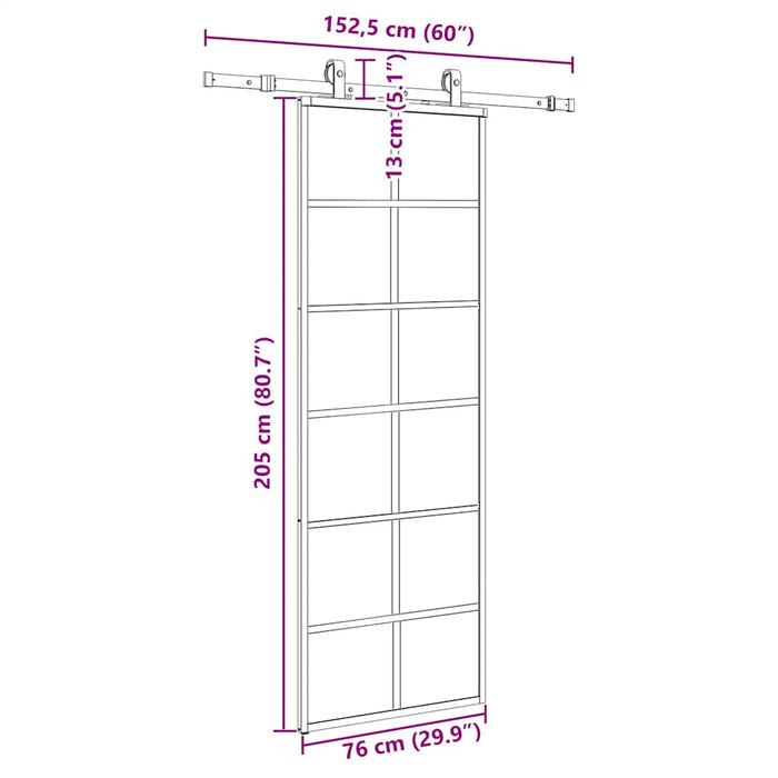 Ușă glisantă cu set de feronerie neagră 76x205 cm Sticlă ESG - WALTI WALTI