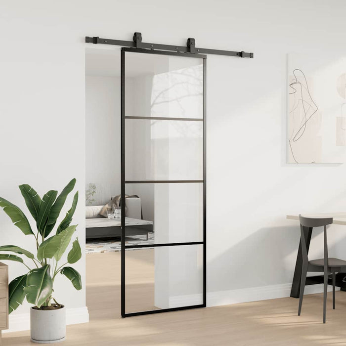 Ușă glisantă cu set de feronerie neagră 76x205 cm Sticlă ESG - WALTI WALTI