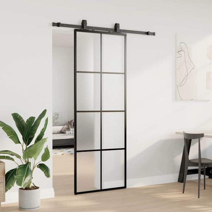 Ușă glisantă cu set de feronerie neagră 76x205 cm Sticlă ESG - WALTI WALTI