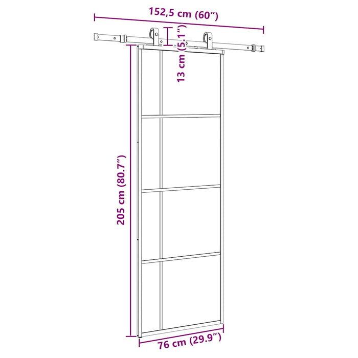 Ușă glisantă cu set de feronerie neagră 76x205 cm Sticlă ESG - WALTI WALTI