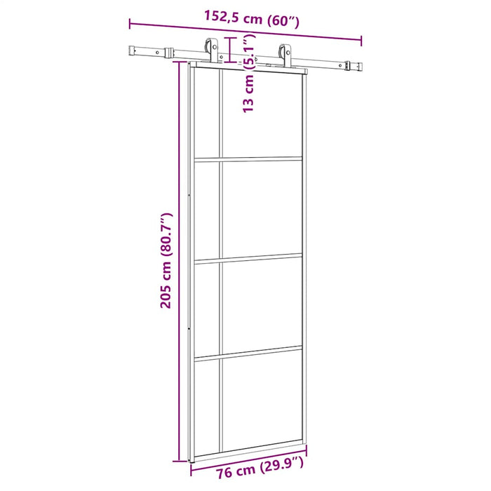 Ușă glisantă cu set de feronerie neagră 76x205 cm Sticlă ESG - WALTI WALTI