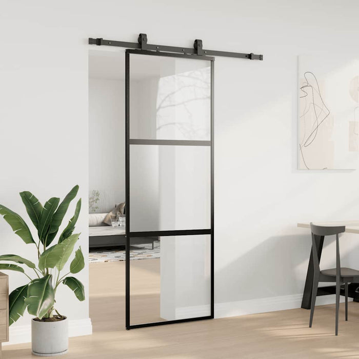Ușă glisantă cu set feronerie neagră 76x205cm sticlă securizată - WALTI WALTI