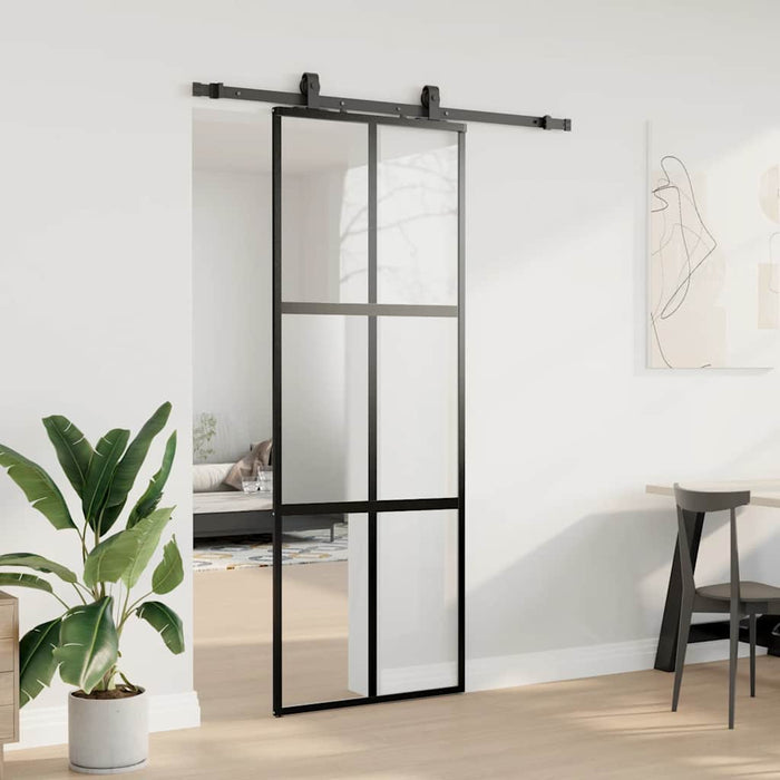 Ușă glisantă cu set feronerie neagră 76x205cm sticlă securizată - WALTI WALTI