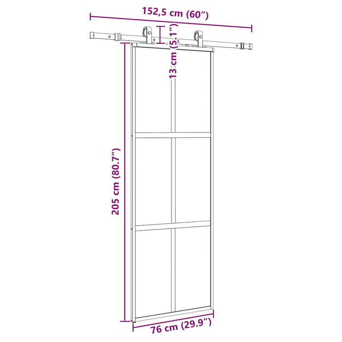 Ușă glisantă cu set feronerie neagră 76x205cm sticlă securizată - WALTI WALTI