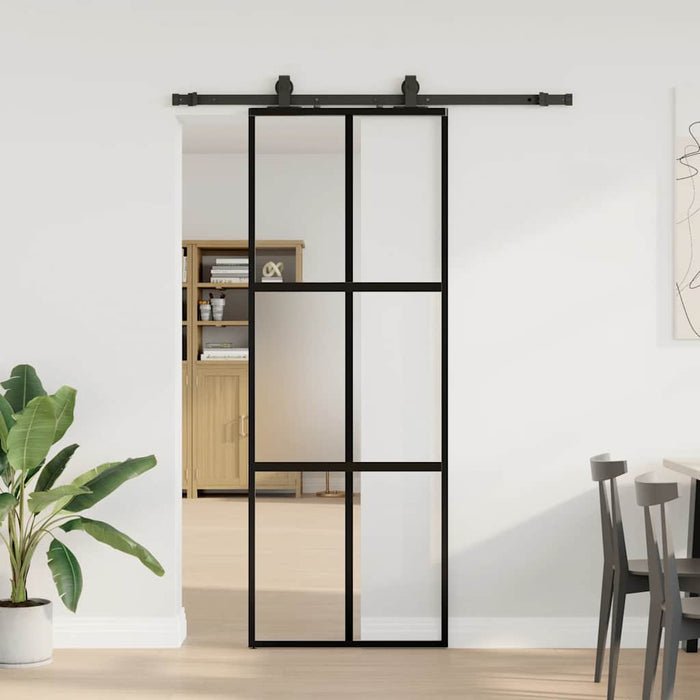 Ușă glisantă cu set feronerie neagră 76x205cm sticlă securizată - WALTI WALTI