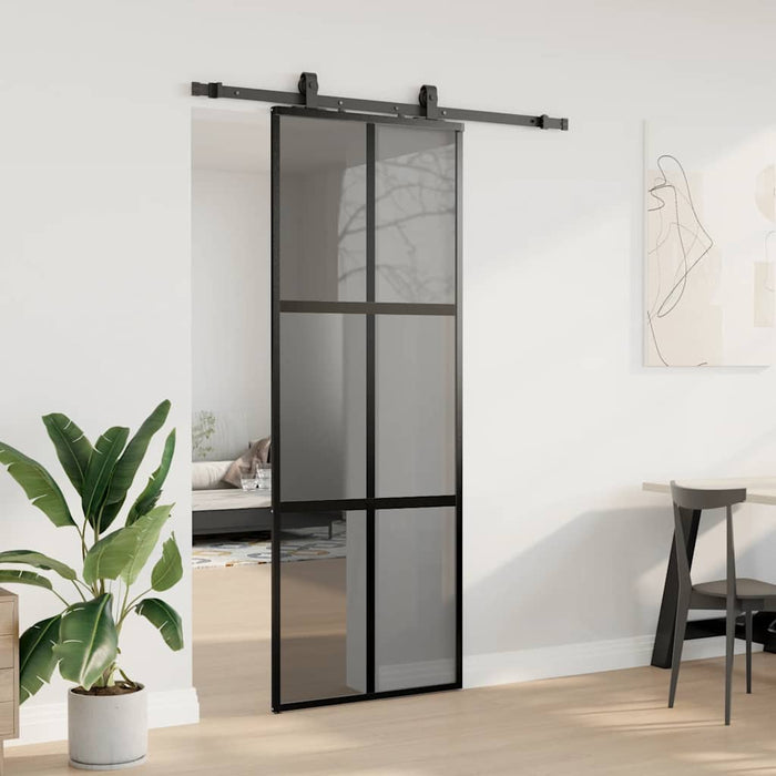 Ușă glisantă cu set feronerie neagră 76x205cm sticlă securizată - WALTI WALTI