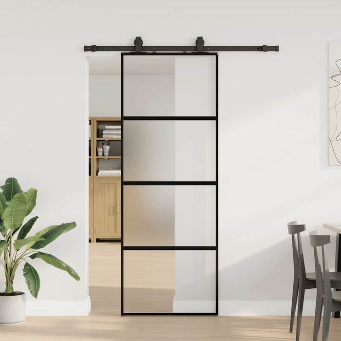 Ușă glisantă cu set feronerie neagră 76x205cm sticlă securizată - WALTI WALTI