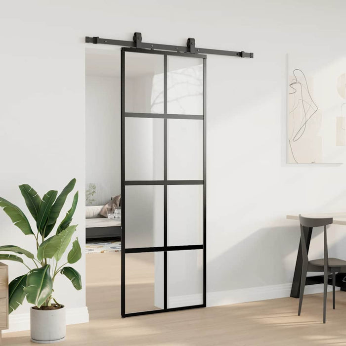 Ușă glisantă cu set feronerie neagră 76x205cm sticlă securizată - WALTI WALTI