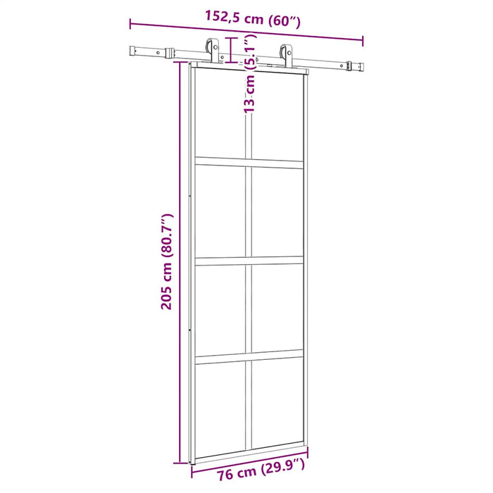 Ușă glisantă cu set feronerie neagră 76x205cm sticlă securizată - WALTI WALTI